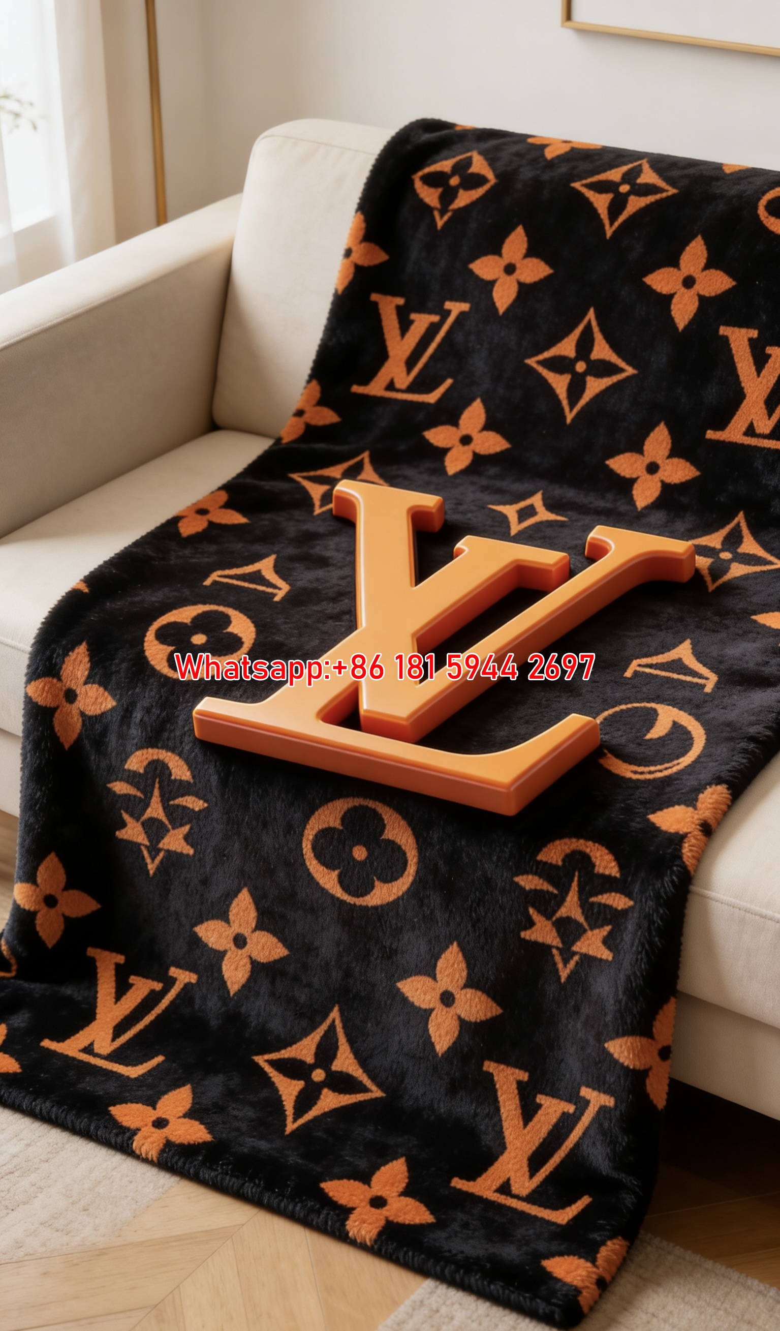 LV Orange Monogram Throw IMG_2989